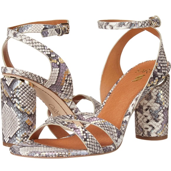 Franco Sarto Ankle Strap Heels Metallic Snake Skin - Picture 5 of 16